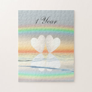 1st Anniversary Paper Hearts Jigsaw Puzzle