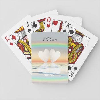 1st Anniversary Paper Hearts Playing Cards by Peerdrops at Zazzle