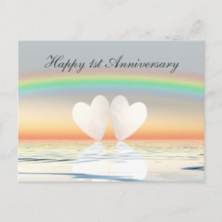 1st Anniversary Paper Hearts Postcard