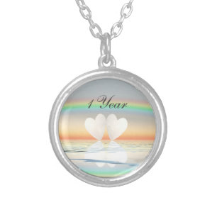 1st Anniversary Paper Hearts Silver Plated Necklace