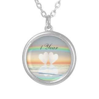 1st Anniversary Paper Hearts Silver Plated Necklace