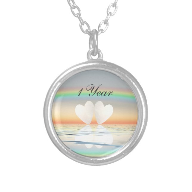 1st Anniversary Paper Hearts Silver Plated Necklace (Front)