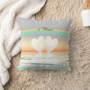 1st Anniversary Paper Hearts Throw Pillow