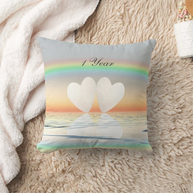 1st Anniversary Paper Hearts Throw Pillow (Blanket)