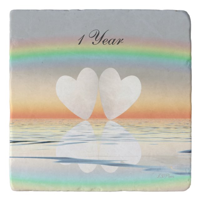 1st Anniversary Paper Hearts Trivet (Front)