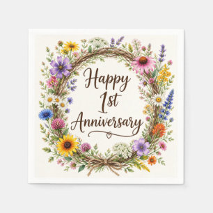 1st Anniversary Paper Napkins, First Wedding Party Napkins