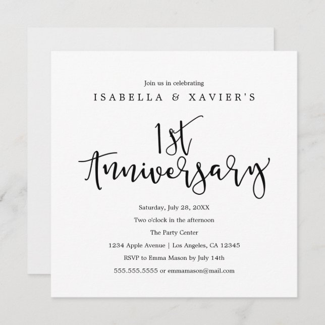 1st Anniversary | Party Invitation (Front/Back)