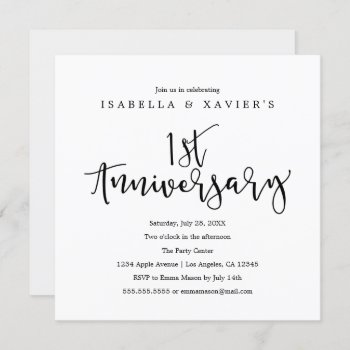 1st Anniversary | Party Invitation by PinkMoonPaperie at Zazzle