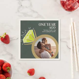 1st anniversary party peridot ring photo green  napkins