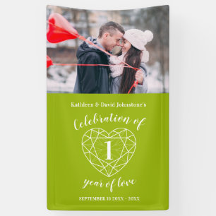 1st anniversary peridot heart personalized photo banner