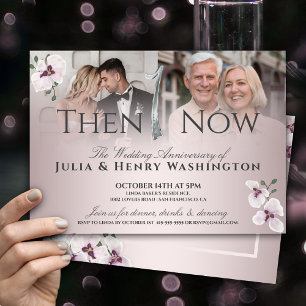 1st Anniversary Then And Now White Orchid Invitation