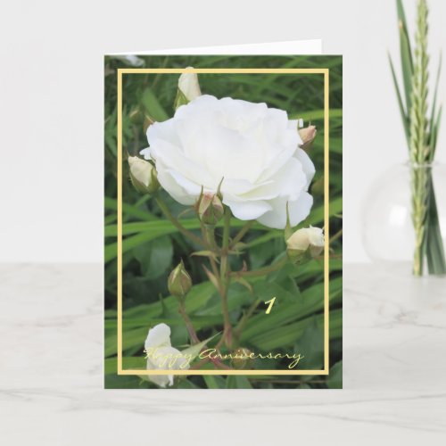 1st Anniversary Wishes Rose  Rose Buds Elegant Card