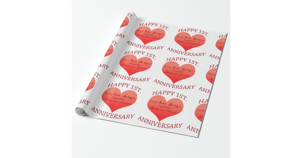 1st. Anniversary Wrapping Paper | Zazzle
