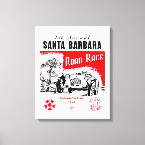 1st Annual Santa Barbara Road Race Vintage Poster Canvas Print