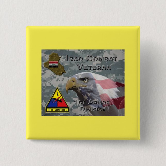 1st Armor Div Iraq Combat Veteran Button (Front)