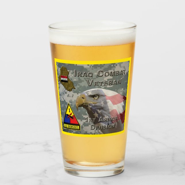 1st Armor Div Iraq Combat Veteran Glass (Front Filled)