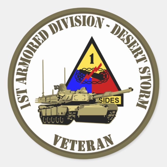 1st Armored Division [1st AD] Classic Round Sticker (Front)