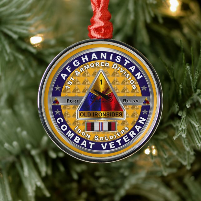1st Armored Division Afghanistan Veteran Metal Ornament (Tree)