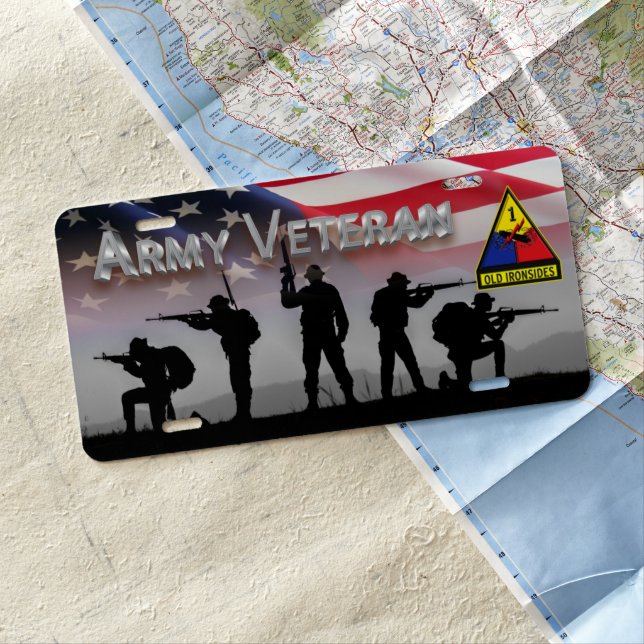 1st Armored Division Army Veteran  License Plate (In Situ)