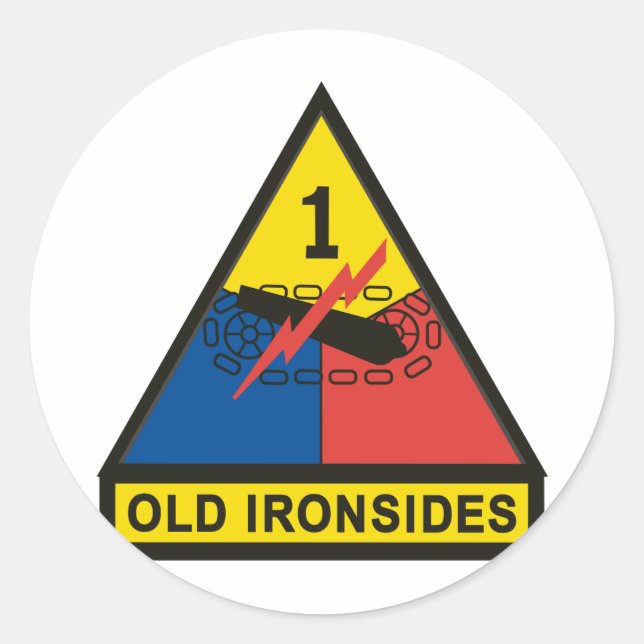 1st Armored Division Classic Round Sticker (Front)