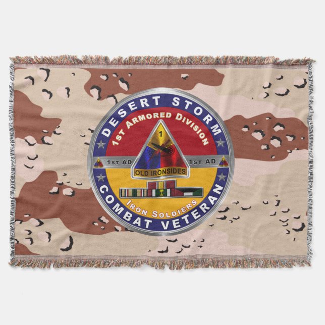 1st Armored Division Desert Storm Veteran Throw Blanket (Front)