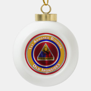 1st Armored Division Keepsake Christmas Metal Orna Ceramic Ball Christmas Ornament