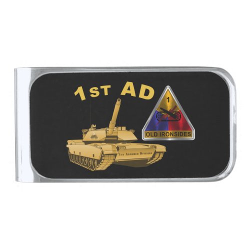 1st Armored Division âœOld Ironsidesâ  1st AD Tank Silver Finish Money Clip