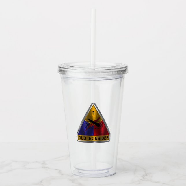 1st Armored Division “Old Ironsides” Acrylic Tumbler (Front)
