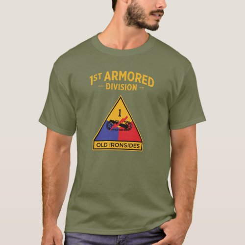 1st Armored Division Old Ironsides Badge T_Shirt