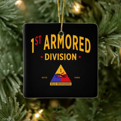 1st Armored Division Old Ironsides Ceramic Ornament