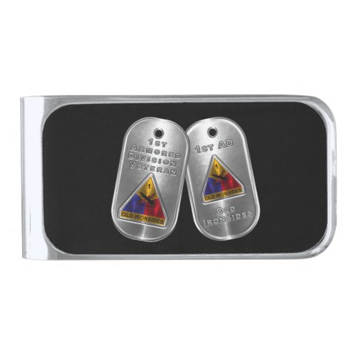 1st Armored Division âœOld Ironsidesâ  Dog Tags Silver Finish Money Clip