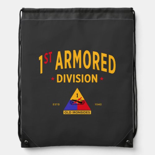 1st Armored Division Old Ironsides Drawstring Bag