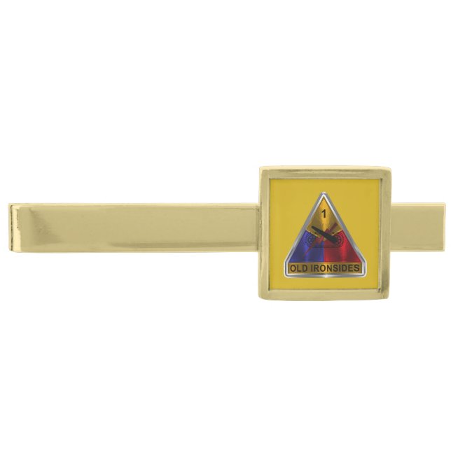 1st Armored Division “Old Ironsides” Gold Finish Tie Bar (Front)