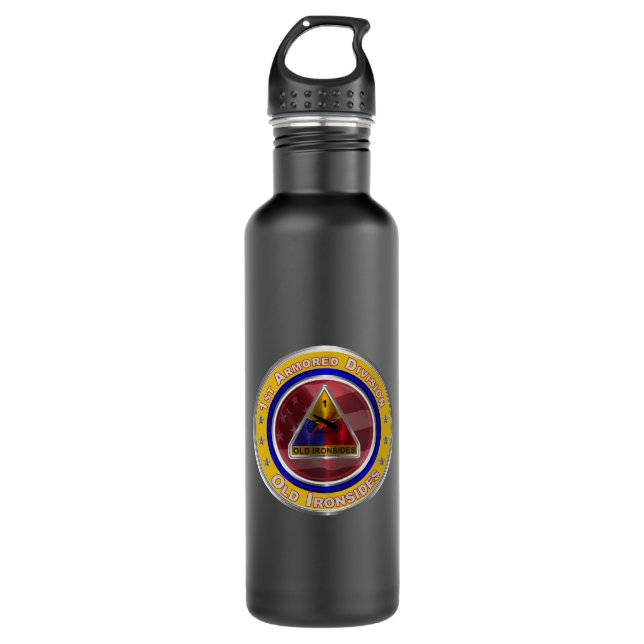 1st Armored Division “Old Ironsides” Stainless Steel Water Bottle (Front)
