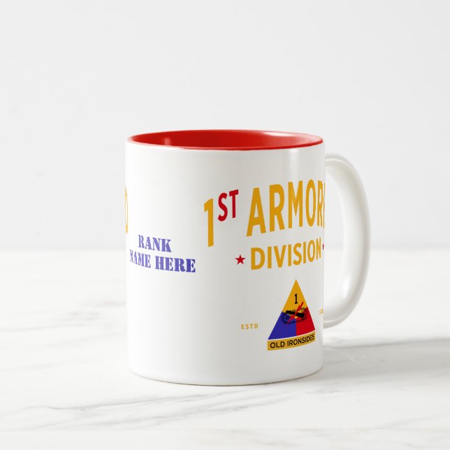 1st Armored Division "Old Ironsides" Two-Tone Coffee Mug (Front Right)