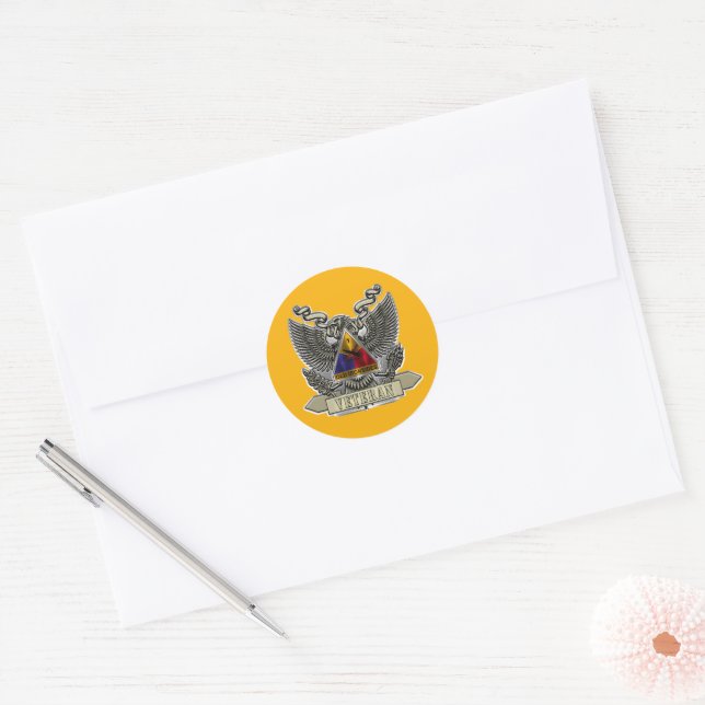 1st Armored Division “Old Ironsides” Veteran Classic Round Sticker (Envelope)