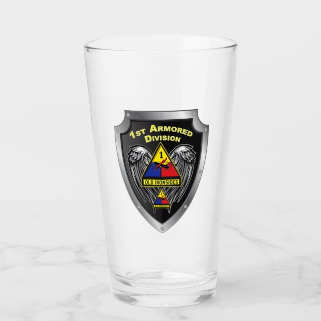 1st Armored Division “Old Ironsides” Winged Shield Glass (Front)