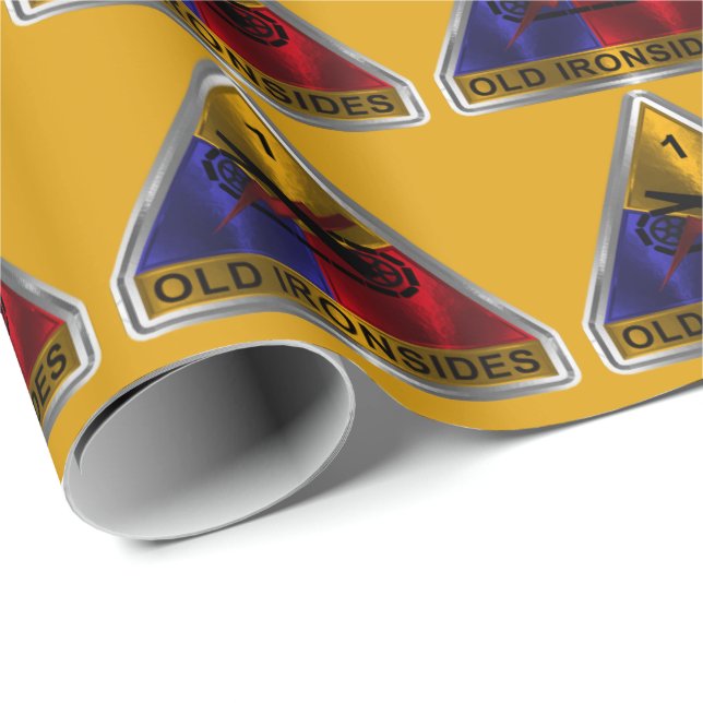 1st Armored Division Silver Framed Patch Wrapping Paper (Roll Corner)