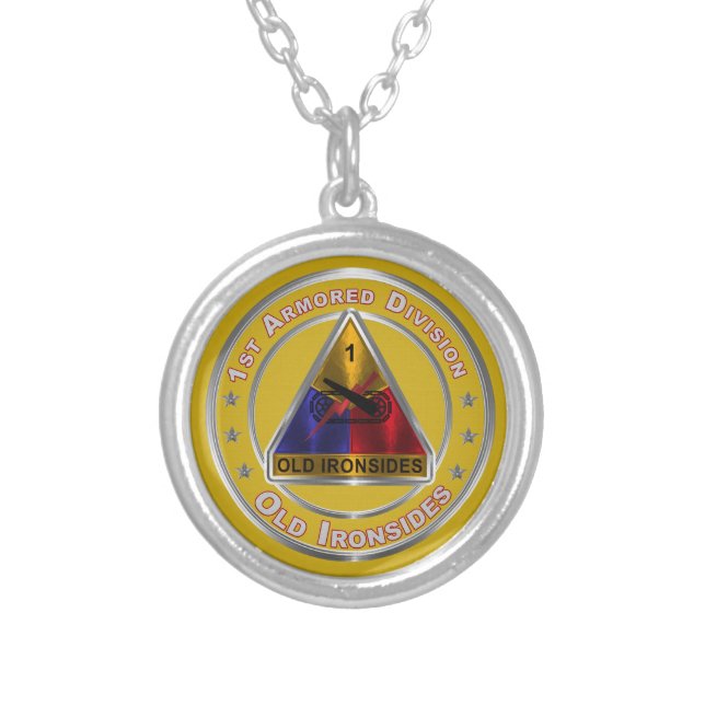 1st Armored Division  Silver Plated Necklace (Front)