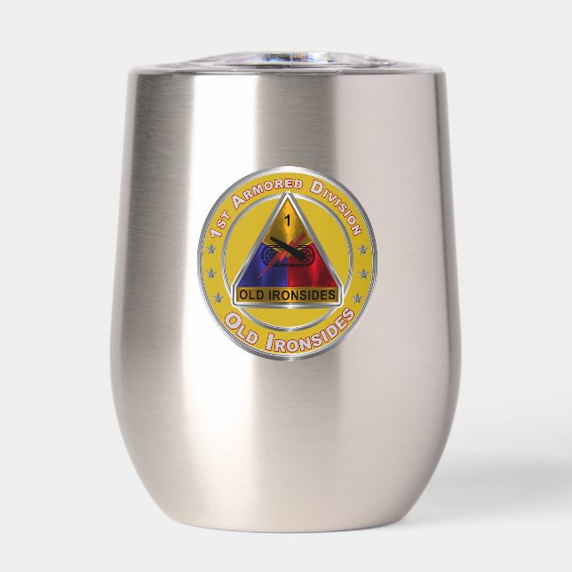 1st Armored Division Thermal Wine Tumbler (Front)