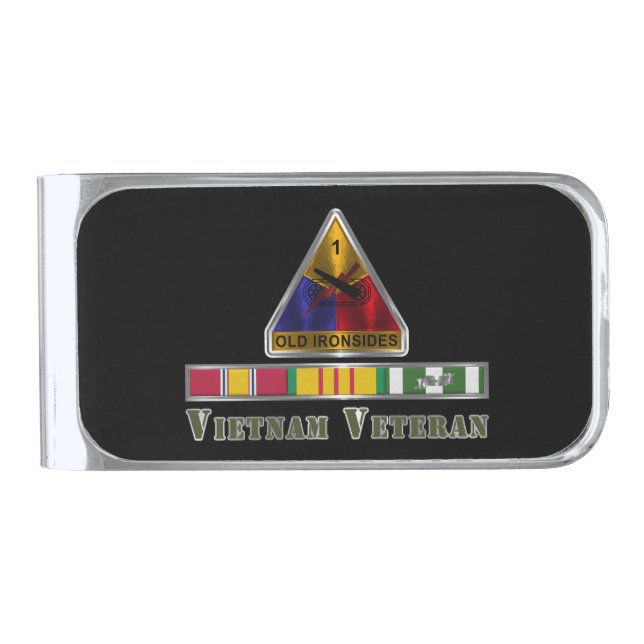 1st Armored Division Vietnam Veteran Silver Finish Money Clip (Front)