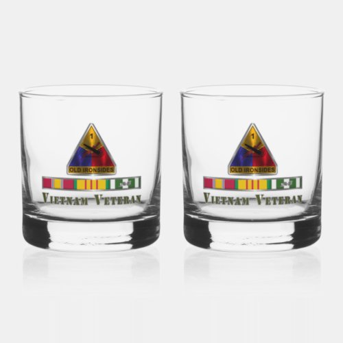 1st Armored Division Vietnam Veteran Whiskey Glass