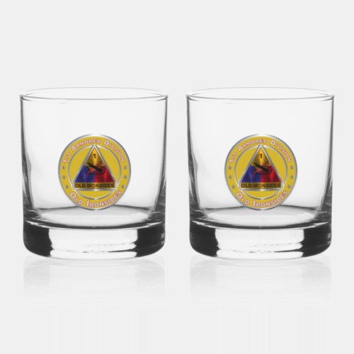 1st Armored Division Whiskey Glass