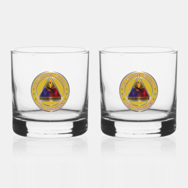 1st Armored Division Whiskey Glass (Front)