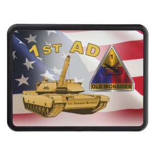 1st Armored Division with American Flag Hitch Cover