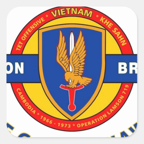 1ST AVIATION BRIGADE VIETNAM GOLDEN HAWKS SQUARE STICKER