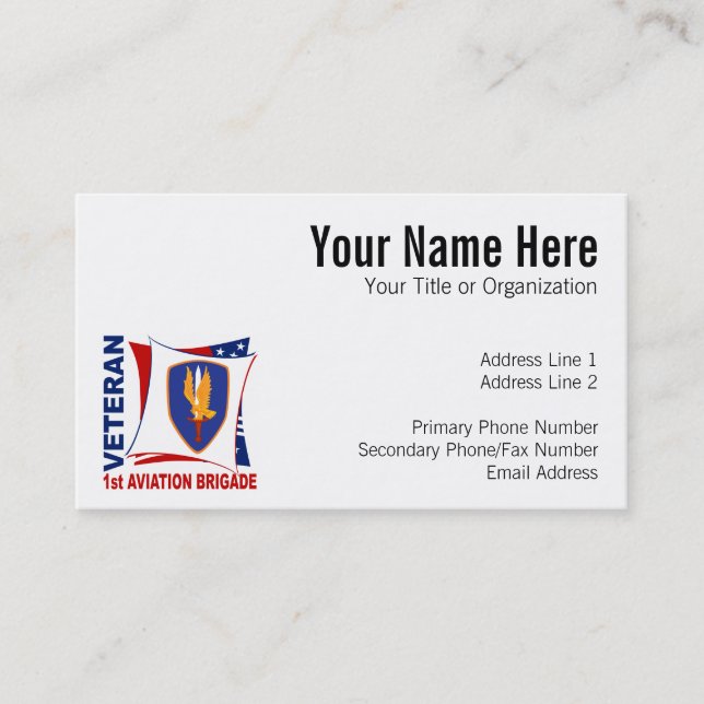 1st AVN BDE Veteran Business Card (Front)