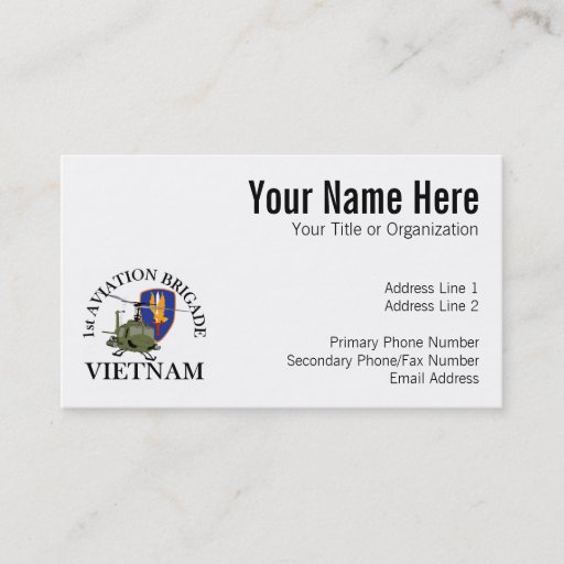 Customizable 1st Avn Bde Vietnam Vet Huey Business Card Template