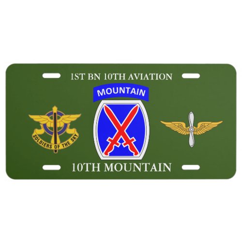 1ST BATTALION 10TH AVIATION 10TH MOUNTAIN  LICENSE PLATE