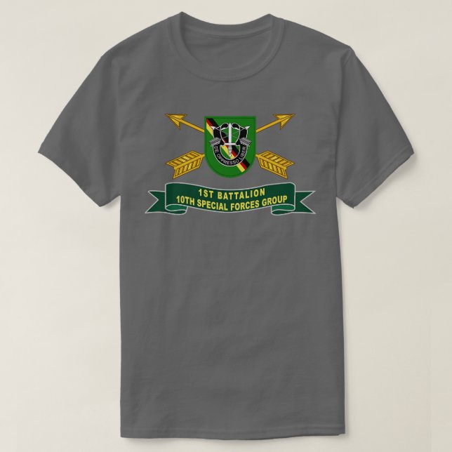 1st Battalion 10th Special s Group 2 Rows Cbo Flas T-Shirt (Design Front)